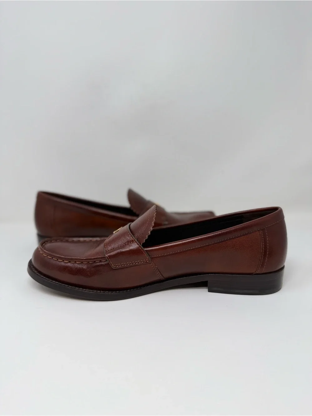 New Tory Burch Classic Leather Loafer In Brown Sz 9.5